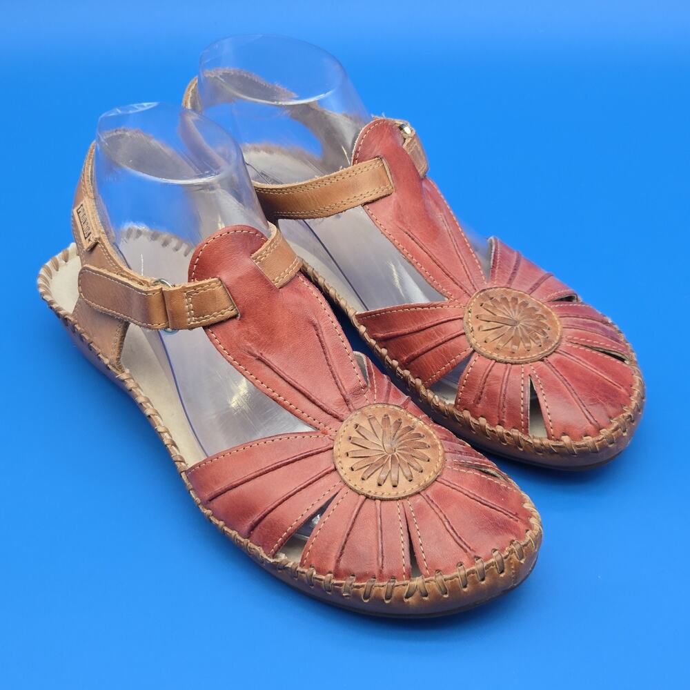 Pikolinos Puerto Vallarta Sandals Women’s 8.5 / EU 39 Sandia Red Leather - Picture 4 of 12